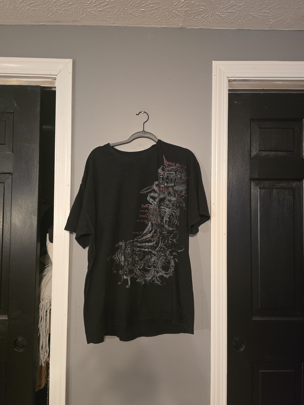 MMA Elite Black Short-Sleeve Graphic Tee with Detailed Print